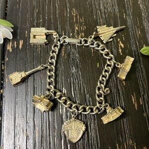 Chicago Silver Charm Bracelet with Travel Charms